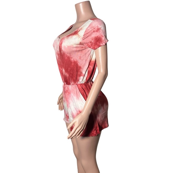 Pink/Red and White Tie-Dye Romper - Picture 2 of 3